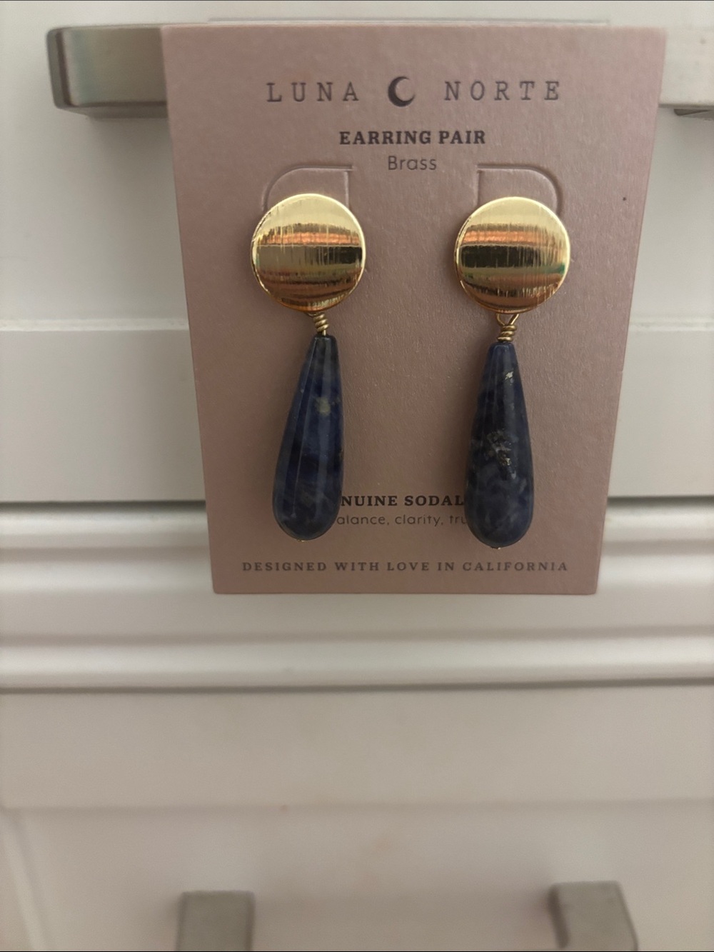 Luna Norte Gold and Blue Teardrop Earrings